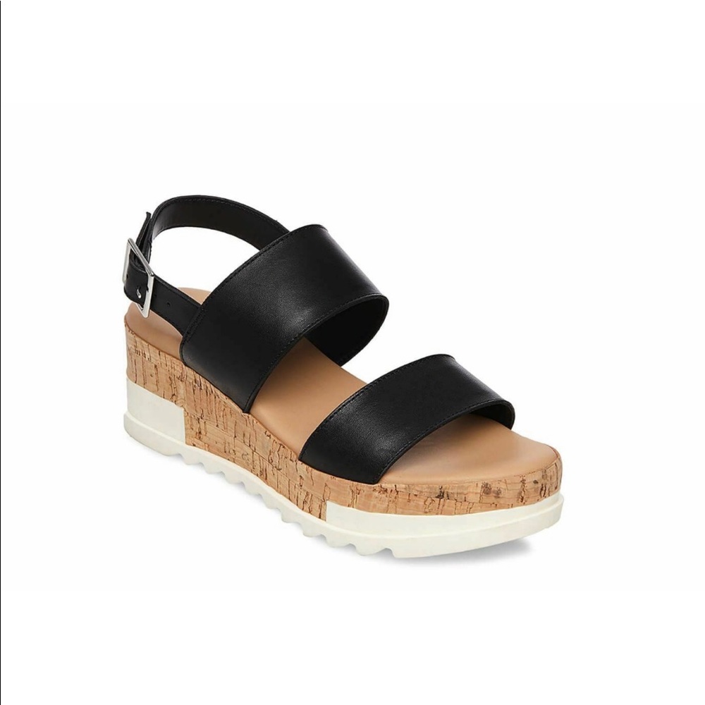Steve Madden Women's Brenda Wedge Sandal Black Size 8